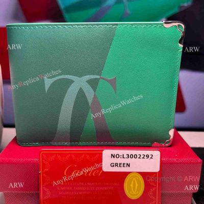 High Quality Cartier Dark green Leather Wallet 6CC Purse